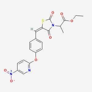 ethyl 2-[(5E)-5-{4-[(5-nitropyridin-2-yl)oxy]benzylidene}-2,4-dioxo-1,3-thiazolidin-3-yl]propanoate