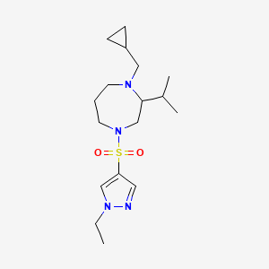 molecular formula C17H30N4O2S B5284426 1-(cyclopropylmethyl)-4-[(1-ethyl-1H-pyrazol-4-yl)sulfonyl]-2-isopropyl-1,4-diazepane 