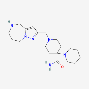 molecular formula C19H32N6O B5284450 1'-(5,6,7,8-tetrahydro-4H-pyrazolo[1,5-a][1,4]diazepin-2-ylmethyl)-1,4'-bipiperidine-4'-carboxamide 