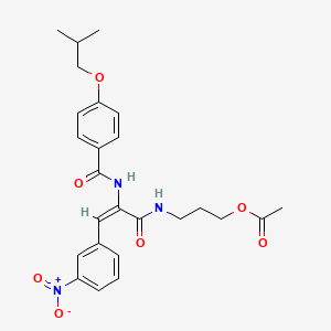 molecular formula C25H29N3O7 B5284453 3-[[(E)-2-[[4-(2-methylpropoxy)benzoyl]amino]-3-(3-nitrophenyl)prop-2-enoyl]amino]propyl acetate 