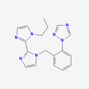 molecular formula C18H19N7 B5284561 1-propyl-1'-[2-(1H-1,2,4-triazol-1-yl)benzyl]-1H,1'H-2,2'-biimidazole 