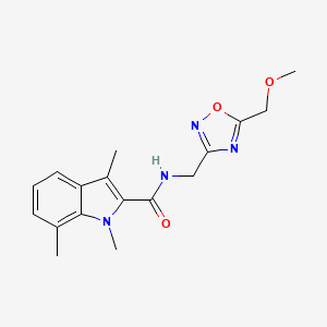 molecular formula C17H20N4O3 B5284649 N-{[5-(methoxymethyl)-1,2,4-oxadiazol-3-yl]methyl}-1,3,7-trimethyl-1H-indole-2-carboxamide 