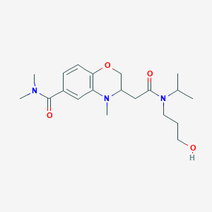 molecular formula C20H31N3O4 B5284666 3-{2-[(3-hydroxypropyl)(isopropyl)amino]-2-oxoethyl}-N,N,4-trimethyl-3,4-dihydro-2H-1,4-benzoxazine-6-carboxamide 