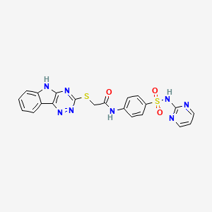 molecular formula C21H16N8O3S2 B5284765 N-{4-[(2-pyrimidinylamino)sulfonyl]phenyl}-2-(5H-[1,2,4]triazino[5,6-b]indol-3-ylthio)acetamide 