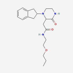 molecular formula C20H29N3O3 B5284799 2-[1-(2,3-dihydro-1H-inden-2-yl)-3-oxo-2-piperazinyl]-N-(2-propoxyethyl)acetamide 