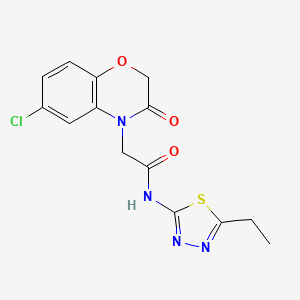 molecular formula C14H13ClN4O3S B5284802 2-(6-chloro-3-oxo-3,4-dihydro-2H-1,4-benzoxazin-4-yl)-N-(5-ethyl-1,3,4-thiadiazol-2-yl)acetamide 