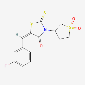 molecular formula C14H12FNO3S3 B5284833 3-(1,1-dioxidotetrahydro-3-thienyl)-5-(3-fluorobenzylidene)-2-thioxo-1,3-thiazolidin-4-one 