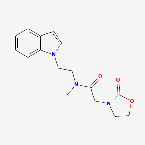 molecular formula C16H19N3O3 B5285068 N-[2-(1H-indol-1-yl)ethyl]-N-methyl-2-(2-oxo-1,3-oxazolidin-3-yl)acetamide 