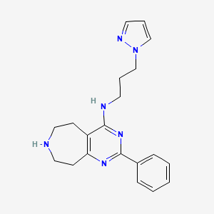 molecular formula C20H24N6 B5285104 2-phenyl-N-[3-(1H-pyrazol-1-yl)propyl]-6,7,8,9-tetrahydro-5H-pyrimido[4,5-d]azepin-4-amine 