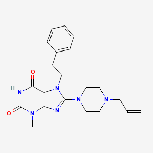 molecular formula C21H26N6O2 B5285117 8-(4-allylpiperazin-1-yl)-3-methyl-7-phenethyl-1H-purine-2,6(3H,7H)-dione 