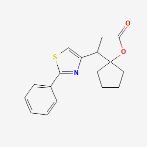 molecular formula C17H17NO2S B5285132 4-(2-phenyl-1,3-thiazol-4-yl)-1-oxaspiro[4.4]nonan-2-one 