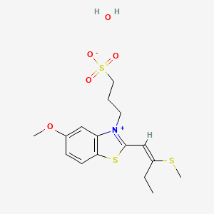 molecular formula C16H23NO5S3 B5285168 3-[5-methoxy-2-[(E)-2-methylsulfanylbut-1-enyl]-1,3-benzothiazol-3-ium-3-yl]propane-1-sulfonate;hydrate 