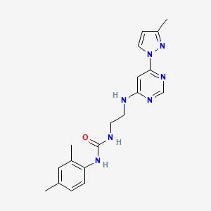 molecular formula C19H23N7O B5285191 N-(2,4-dimethylphenyl)-N'-(2-{[6-(3-methyl-1H-pyrazol-1-yl)-4-pyrimidinyl]amino}ethyl)urea 