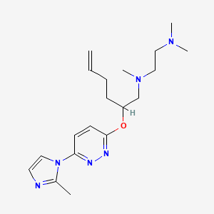 molecular formula C19H30N6O B5285209 N,N,N'-trimethyl-N'-[((2R,5S)-5-{[6-(2-methyl-1H-imidazol-1-yl)pyridazin-3-yl]methyl}tetrahydrofuran-2-yl)methyl]ethane-1,2-diamine 