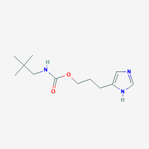 molecular formula C12H21N3O2 B528529 2,2-Dimethylpropylcarbamic acid 3-(1H-imidazole-4-yl)propyl ester 