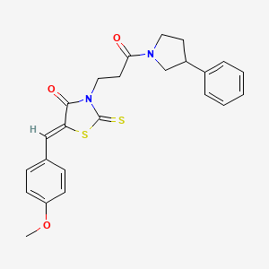 molecular formula C24H24N2O3S2 B5285334 5-(4-methoxybenzylidene)-3-[3-oxo-3-(3-phenyl-1-pyrrolidinyl)propyl]-2-thioxo-1,3-thiazolidin-4-one 