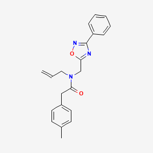 molecular formula C21H21N3O2 B5285342 N-allyl-2-(4-methylphenyl)-N-[(3-phenyl-1,2,4-oxadiazol-5-yl)methyl]acetamide 