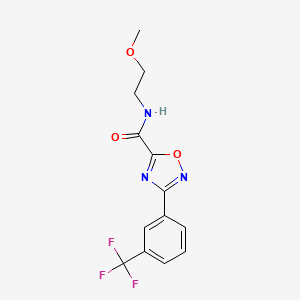 molecular formula C13H12F3N3O3 B5285422 N-(2-methoxyethyl)-3-[3-(trifluoromethyl)phenyl]-1,2,4-oxadiazole-5-carboxamide 