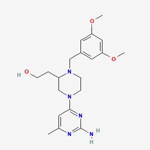 molecular formula C20H29N5O3 B5285436 2-[4-(2-amino-6-methyl-4-pyrimidinyl)-1-(3,5-dimethoxybenzyl)-2-piperazinyl]ethanol 