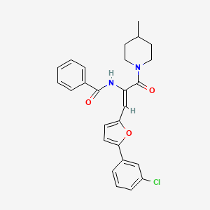 molecular formula C26H25ClN2O3 B5285536 N-{2-[5-(3-chlorophenyl)-2-furyl]-1-[(4-methyl-1-piperidinyl)carbonyl]vinyl}benzamide 