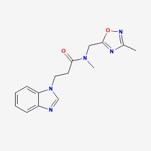 molecular formula C15H17N5O2 B5285551 3-(1H-benzimidazol-1-yl)-N-methyl-N-[(3-methyl-1,2,4-oxadiazol-5-yl)methyl]propanamide 