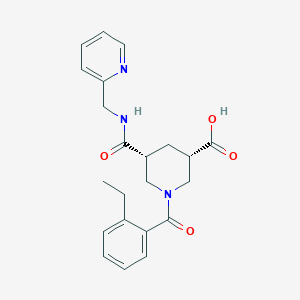 molecular formula C22H25N3O4 B5285590 (3S*,5R*)-1-(2-ethylbenzoyl)-5-{[(2-pyridinylmethyl)amino]carbonyl}-3-piperidinecarboxylic acid 