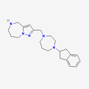 molecular formula C22H31N5 B5285601 2-{[4-(2,3-dihydro-1H-inden-2-yl)-1,4-diazepan-1-yl]methyl}-5,6,7,8-tetrahydro-4H-pyrazolo[1,5-a][1,4]diazepine 