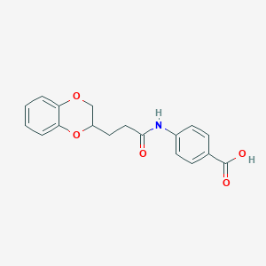 molecular formula C18H17NO5 B5285648 4-{[3-(2,3-dihydro-1,4-benzodioxin-2-yl)propanoyl]amino}benzoic acid 