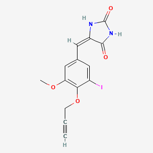 molecular formula C14H11IN2O4 B5285764 5-[3-iodo-5-methoxy-4-(2-propyn-1-yloxy)benzylidene]-2,4-imidazolidinedione 