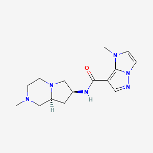 molecular formula C15H22N6O B5285792 1-methyl-N-[(7S,8aS)-2-methyloctahydropyrrolo[1,2-a]pyrazin-7-yl]-1H-imidazo[1,2-b]pyrazole-7-carboxamide 