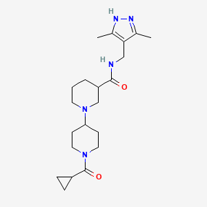 molecular formula C21H33N5O2 B5285794 1'-(cyclopropylcarbonyl)-N-[(3,5-dimethyl-1H-pyrazol-4-yl)methyl]-1,4'-bipiperidine-3-carboxamide 