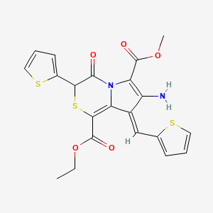 1-ethyl 6-methyl 7-amino-4-oxo-3-(2-thienyl)-8-(2-thienylmethylene)-3,4-dihydro-8H-pyrrolo[2,1-c][1,4]thiazine-1,6-dicarboxylate