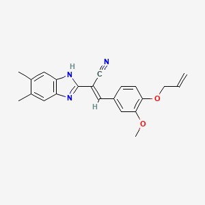 molecular formula C22H21N3O2 B5285984 3-[4-(allyloxy)-3-methoxyphenyl]-2-(5,6-dimethyl-1H-benzimidazol-2-yl)acrylonitrile 