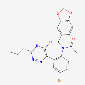 7-acetyl-6-(1,3-benzodioxol-5-yl)-10-bromo-3-(ethylthio)-6,7-dihydro[1,2,4]triazino[5,6-d][3,1]benzoxazepine