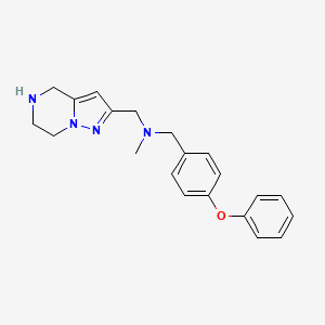 molecular formula C21H24N4O B5286019 N-methyl-1-(4-phenoxyphenyl)-N-(4,5,6,7-tetrahydropyrazolo[1,5-a]pyrazin-2-ylmethyl)methanamine dihydrochloride 