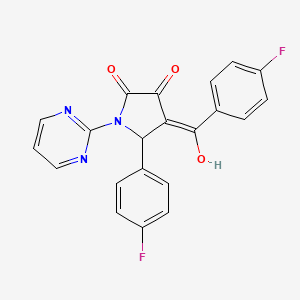 molecular formula C21H13F2N3O3 B5286062 4-(4-fluorobenzoyl)-5-(4-fluorophenyl)-3-hydroxy-1-(2-pyrimidinyl)-1,5-dihydro-2H-pyrrol-2-one 