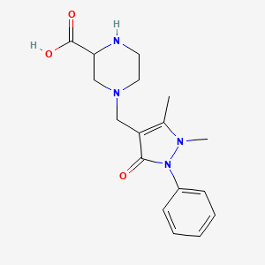 molecular formula C17H22N4O3 B5286204 4-[(1,5-dimethyl-3-oxo-2-phenyl-2,3-dihydro-1H-pyrazol-4-yl)methyl]piperazine-2-carboxylic acid 