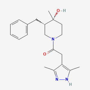 (3S*,4R*)-3-benzyl-1-[(3,5-dimethyl-1H-pyrazol-4-yl)acetyl]-4-methylpiperidin-4-ol