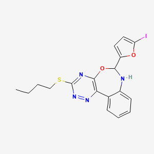 3-(butylthio)-6-(5-iodo-2-furyl)-6,7-dihydro[1,2,4]triazino[5,6-d][3,1]benzoxazepine