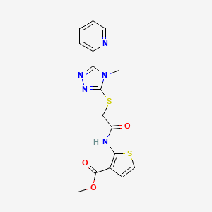 molecular formula C16H15N5O3S2 B5286267 methyl 2-[({[4-methyl-5-(2-pyridinyl)-4H-1,2,4-triazol-3-yl]thio}acetyl)amino]-3-thiophenecarboxylate 