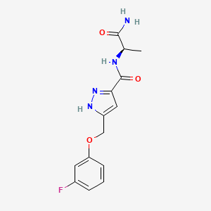 N-[(1R)-2-amino-1-methyl-2-oxoethyl]-5-[(3-fluorophenoxy)methyl]-1H-pyrazole-3-carboxamide