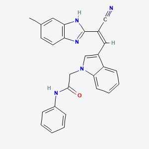 2-[3-[(Z)-2-cyano-2-(6-methyl-1H-benzimidazol-2-yl)ethenyl]indol-1-yl]-N-phenylacetamide