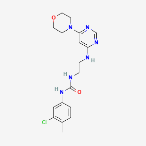 molecular formula C18H23ClN6O2 B5286394 N-(3-chloro-4-methylphenyl)-N'-(2-{[6-(4-morpholinyl)-4-pyrimidinyl]amino}ethyl)urea 