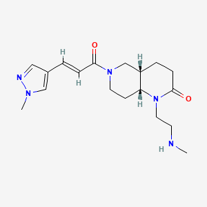 molecular formula C18H27N5O2 B5286547 rel-(4aS,8aR)-1-[2-(methylamino)ethyl]-6-[(2E)-3-(1-methyl-1H-pyrazol-4-yl)-2-propenoyl]octahydro-1,6-naphthyridin-2(1H)-one hydrochloride 