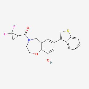 molecular formula C21H17F2NO3S B5286630 7-(1-benzothien-3-yl)-4-[(2,2-difluorocyclopropyl)carbonyl]-2,3,4,5-tetrahydro-1,4-benzoxazepin-9-ol 