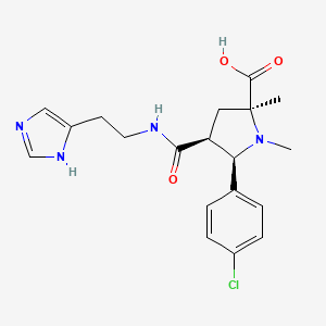 molecular formula C19H23ClN4O3 B5286631 (2S*,4S*,5R*)-5-(4-chlorophenyl)-4-({[2-(1H-imidazol-4-yl)ethyl]amino}carbonyl)-1,2-dimethylpyrrolidine-2-carboxylic acid 