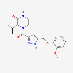 molecular formula C19H24N4O4 B5286663 3-isopropyl-4-({5-[(2-methoxyphenoxy)methyl]-1H-pyrazol-3-yl}carbonyl)piperazin-2-one 