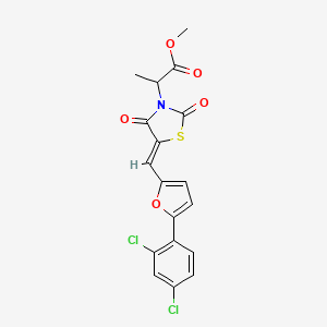 molecular formula C18H13Cl2NO5S B5286683 methyl 2-(5-{[5-(2,4-dichlorophenyl)-2-furyl]methylene}-2,4-dioxo-1,3-thiazolidin-3-yl)propanoate 