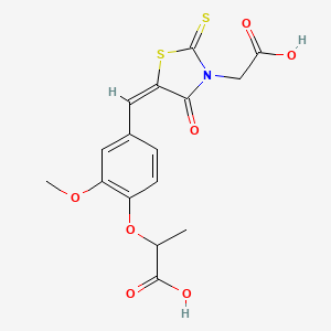 2-(4-{[3-(carboxymethyl)-4-oxo-2-thioxo-1,3-thiazolidin-5-ylidene]methyl}-2-methoxyphenoxy)propanoic acid