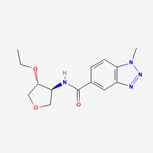 molecular formula C14H18N4O3 B5286825 N-[(3S*,4R*)-4-ethoxytetrahydrofuran-3-yl]-1-methyl-1H-1,2,3-benzotriazole-5-carboxamide 